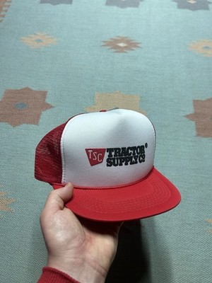 Vintage trucker hat mesh cap tractor supply co red farm adjustable snapback