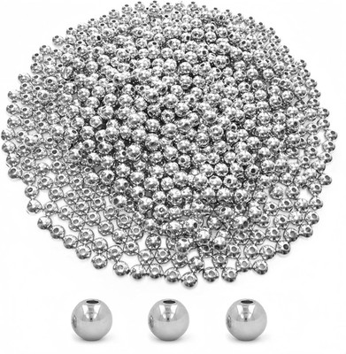 Amaney 500Pcs 6Mm Smooth round Beads Silver Spacer Loose Ball Beads for Bracelet