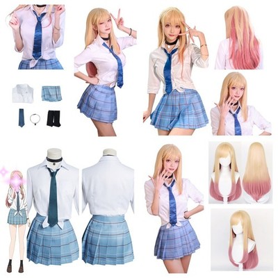 Marin Kitagawa Japanese White JK School Girl Uniform Marin Wig Cosplay Costume