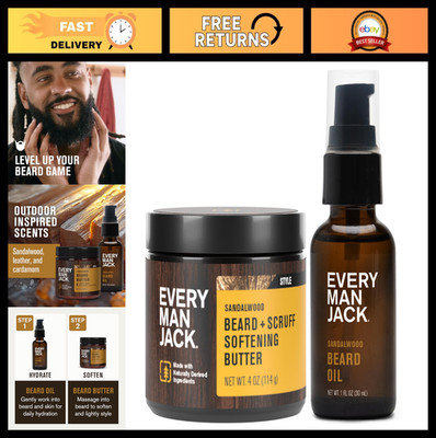 Beard Oil & Softening Butter Bundle - Sandalwood - Hydrates, Rejuvenates & Style