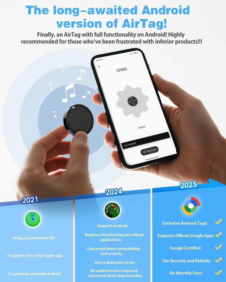Air Tags for Android - 4 Pack, Android Google Find Tracker Tags for ...