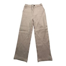 Kids Beige Twill Dress Pants Elastic Waist Flat Front Pockets