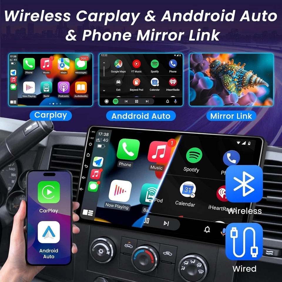10in Car Stereo Silverado Sierra 2007-2013 5G WiFi CarPlay Android Auto GPS Cam - Image 2 of 4