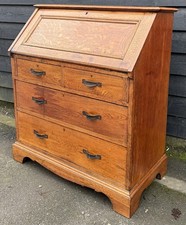Early 20th Century Golden Oak Slope Fronted Writing Bureau