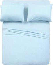 1800 Bedding Sheets Pillowcases - 4 Piece Set - 1 Flat, 1 Fitted