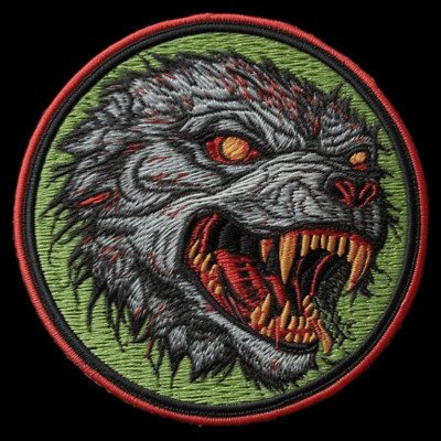 Wolf Patch Embroidered Iron-on Applique Halloween Mutated Zombie Animal Coyote