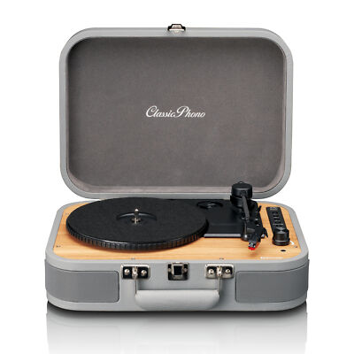 Classic Phono TT-116GY - Retro Plattenspieler mit Bluetooth  und integrierten La