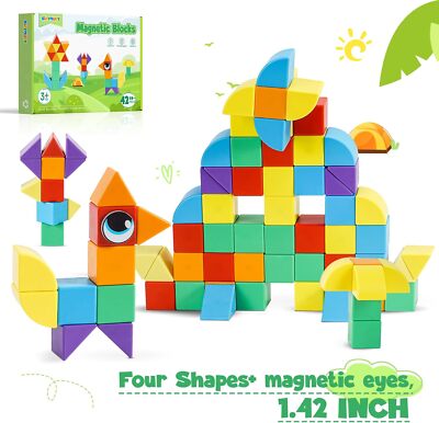 42 Piece Magnetic Building Blocks, STEM Preschool Learning Sensory Toys