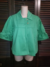 Nwot Elisabeth Hasselbeck Green Ponte Knit Short Swing Partial Open Jacket Sz M