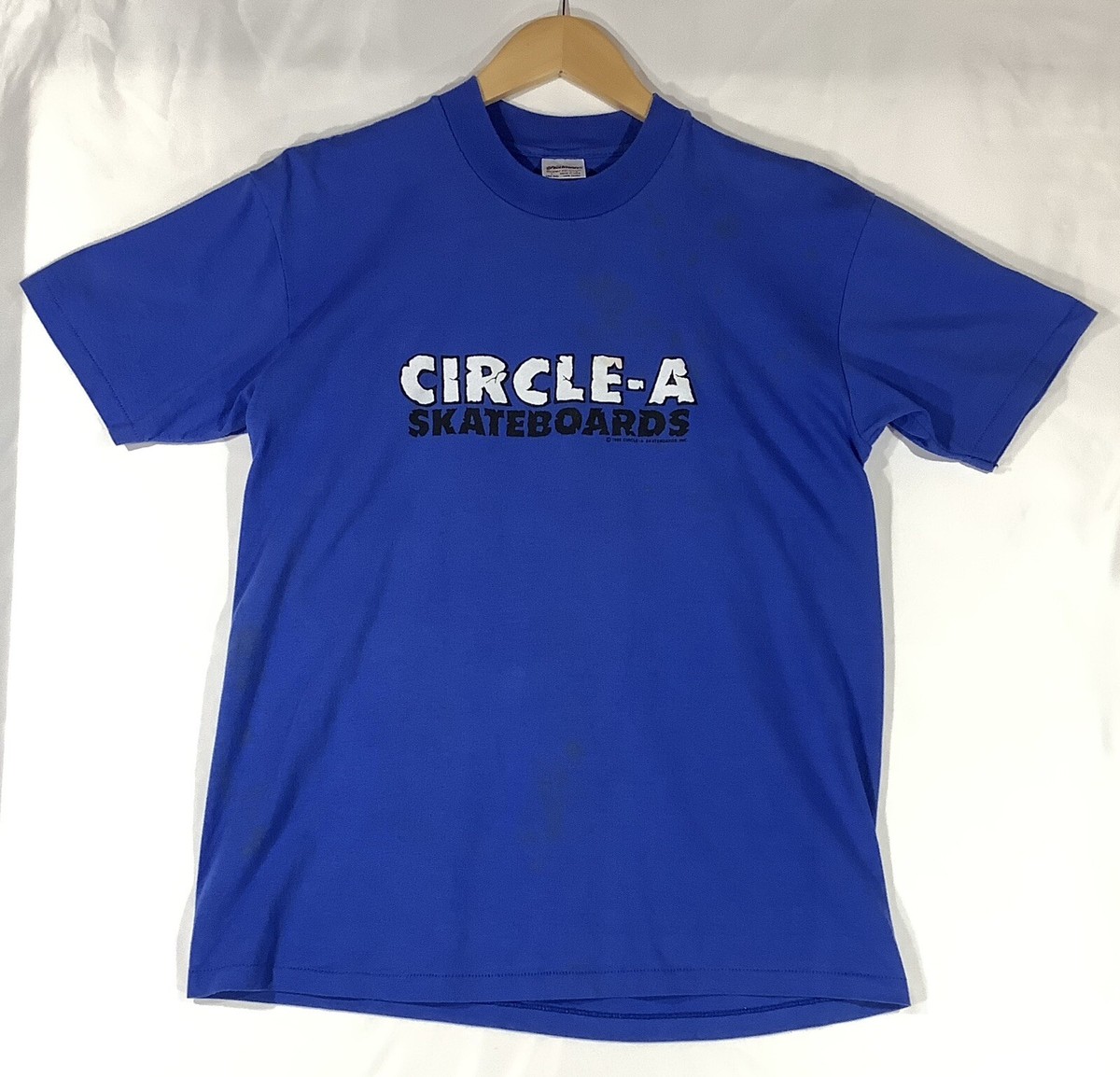 Vintage NOS 80s Circle-A Skateboards Blue T-Shirt California 