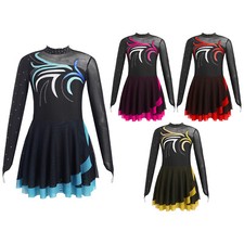 Girls Costume Sparkling Leotard Youth Dress Gymnastics Bodysuit Competition