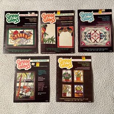 Lot Of 5 Vintage Great Glass Patterns Books Making Stained Glass Look Alikes
