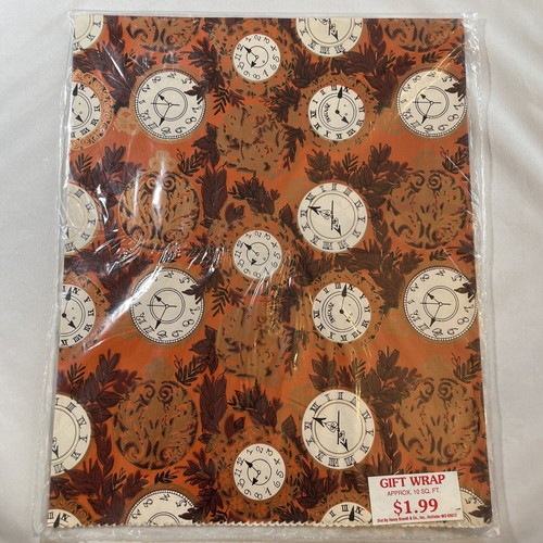 Vintage Clocks Gift Wrap Henry Brandt New In Package - 第 1/2 張圖片