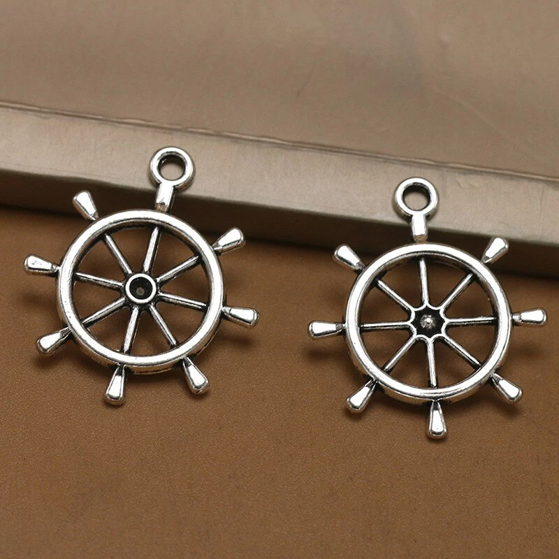 Collana nera con TIMONE ciondolo Argento Portafortuna in corda ancora Uomo Donna - Immagine 3 di 4