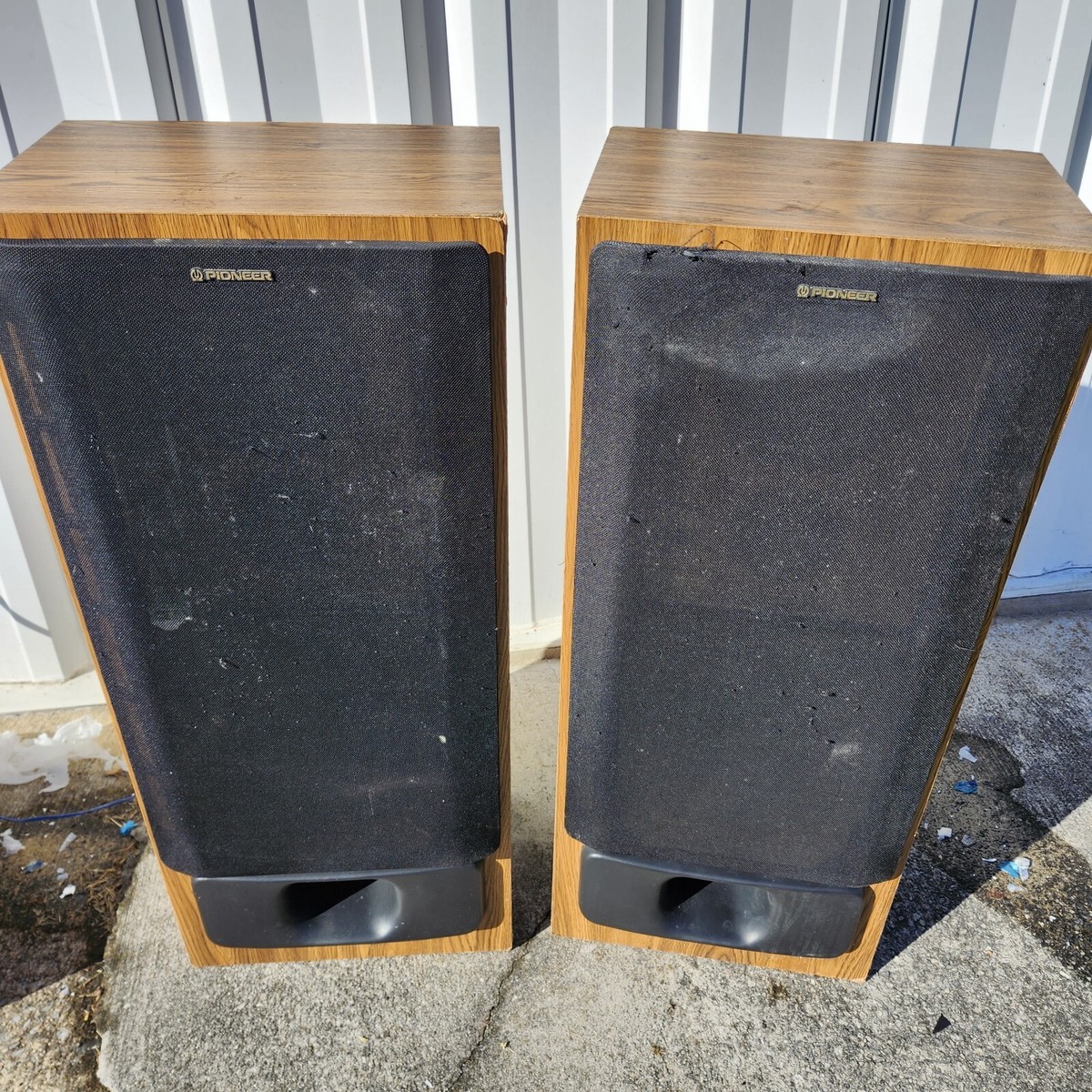 2x Pioneer CS-N575 3 Way Speakers Wood Grain Vintage 150W Grill