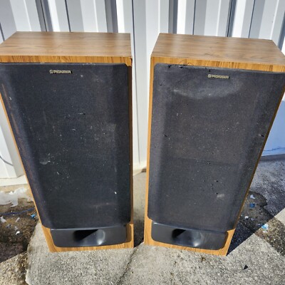 2x Pioneer CS-N575 3 Way Speakers Wood Grain Vintage 150W Grill