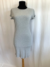 Elie Tahari Gray Ribbed Knit Bodycon Dress - Size Medium Minimalist
