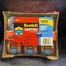 6 Pack Scotch Shipping Packaging Tape Clear w/ Dispensers 3M - Heavy Duty
