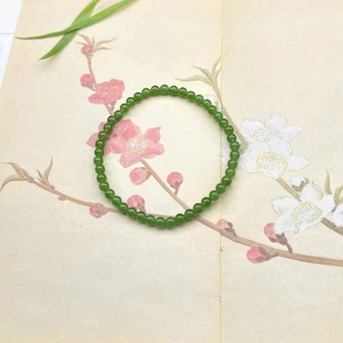 Gutachten Nephrit Jade Armband Hetian grüner Jaspis Armbänder 4mm - Bild 4 von 4