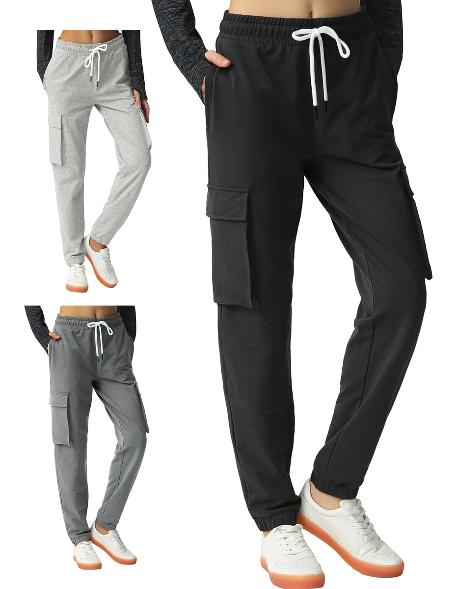 Women Cargo Pants Stretch Joggers Sweatpants Lounge Pockets Gym