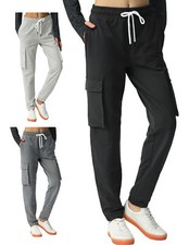 Women Plain Pockets Cargo Sweatpants Hip Hop Jogger Active Workout Pants Casual