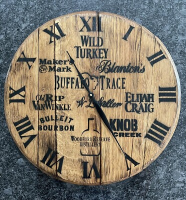 Buffalo Trace Distillery/ KY Bourbon Barrel  Head / Top CLOCK! 21  Dia.