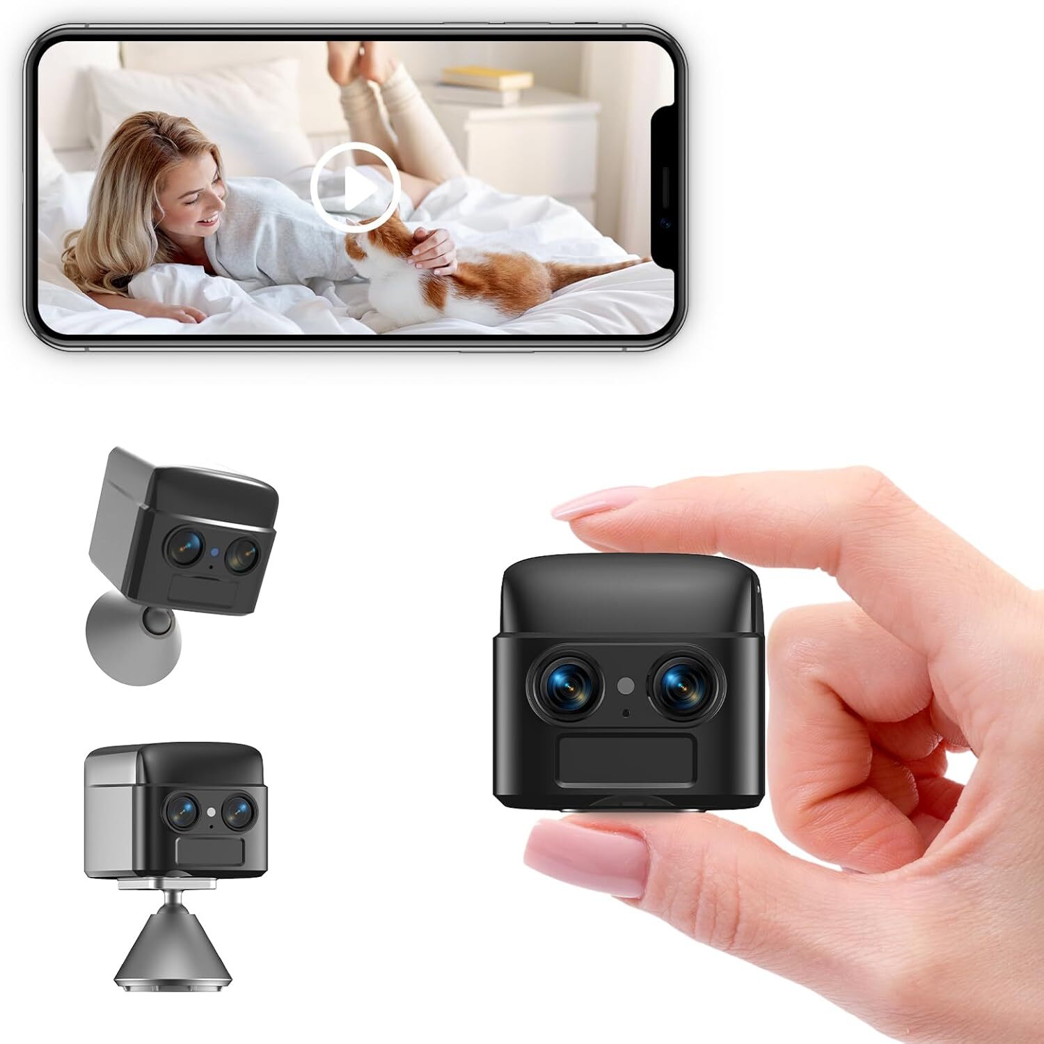 Security Camera Indoor Wireless,4K Magnetic WiFi Nanny Cam,Small Home Grey-image