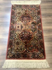 Karastan Rug 2x4 Multicolor Panel Kirman #717, Original 700 Series, Wool Pile
