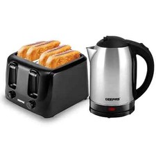 GEEPAS 1.8L Electric Cordless Jug Kettle & 4 Slice Bread Toaster Kitchen Set