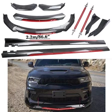For Dodge Durango Front Bumper Lip Spoiler/ Body Kit+Side Skirt Carbon Fiber V