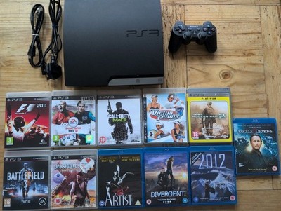 Sony PlayStation 3 Slim 160GB Konsole Bundle Wireless Controller 7 Spiele 4 Film