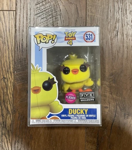 Funko Pop Disney Toy Story 4 531 FLOCKED DUCKY FYE Exclusive Protector New NIB