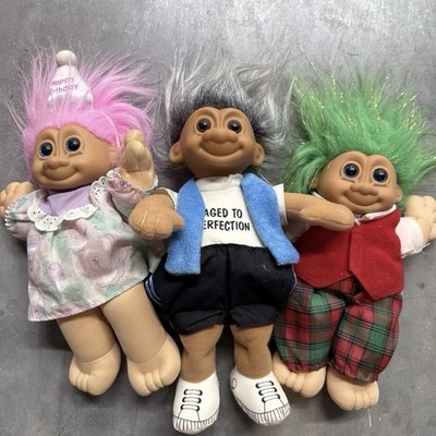Vintage Trolls Doll Toy Plush Lot Russ Berrie Birthday Christmas 9-10 