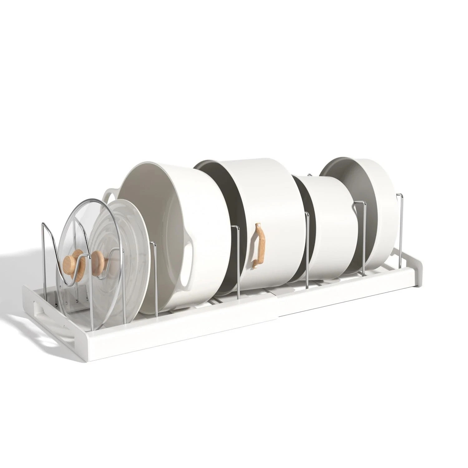 Expandable Pot and Pan Organizer Rack for Cabinet, Pot Lid Organizer Holder w...