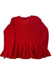 Alex Marie Womens 100 Cashmere Red Long Sleeve V Neck Sweater Size M Peplum