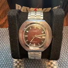 Timex Vintage Men's manual wind Day-Date maroon/red￼Dial 38mm UFO case style