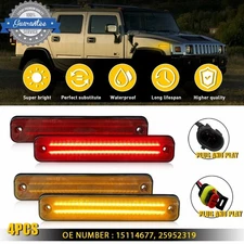 2-Row Front&Rear LED Side Marker Fender Turn Signal Lights For 2003-09 Hummer H2