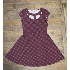 American Eagle Outfitters Maroon Polka Dot Dress Size Small Cut Out Neckline