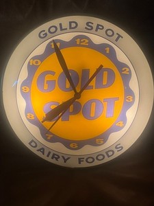 Gold Spot Working Vintage Dairy Clock   16”