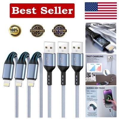 Iphone Charger 3Pack 10FT Apple Mfi Certified Nylon Braided Lightning Cable Fast