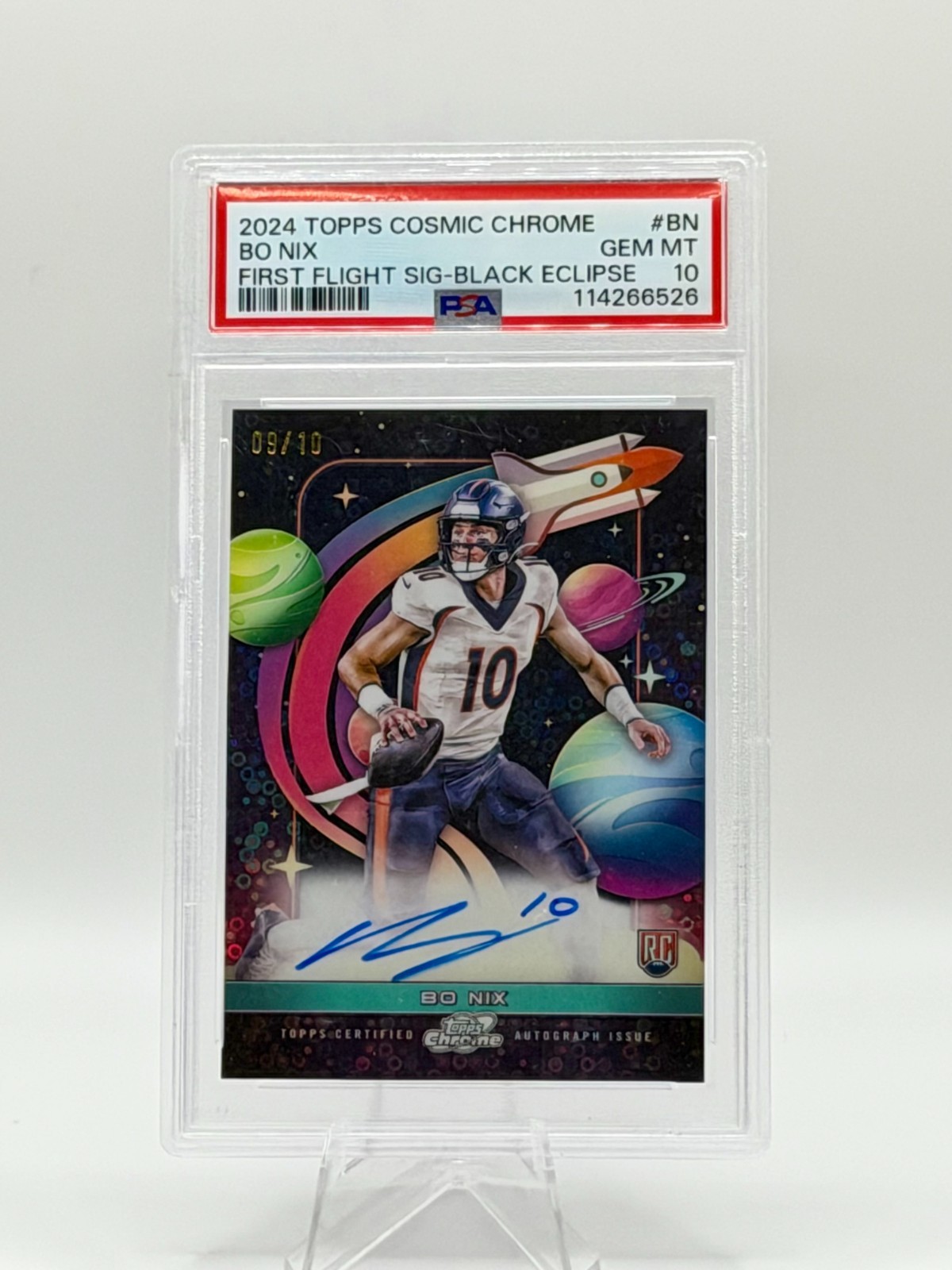 Bo Nix Topps Cosmic Chrome First Flight Signatures #BN Black Eclipse