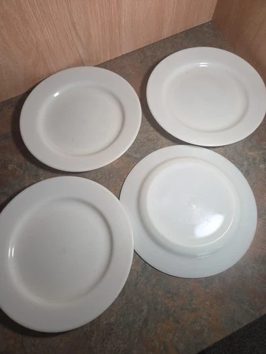 Vintage Crown Corning Milk Glass 9" Dinner Plate Lot of 4 White 1950’s