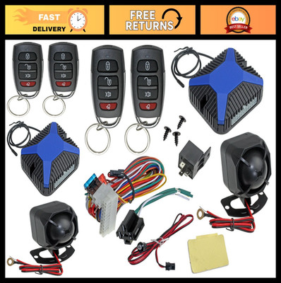 Car Alarm Security System with Keyless Entry & Trunk Pop - 2 Remotes, Door Lock/