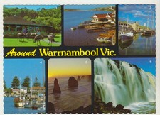 WARRNAMBOOL VICTORIA  6 SCENES INCL FISHING BOATS NUCOLORVUE POSTCARD