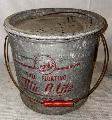 VINTAGE FRABILL'S No 480 MIN-O-LITE 2 pc FLOATING MINNOW BUCKET PAIL