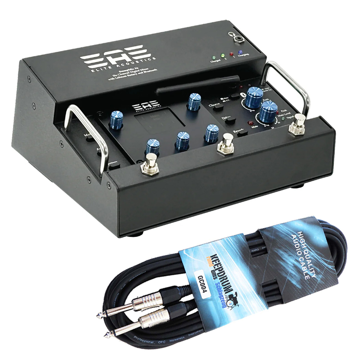 Цифровой микшер для акустики Elite StompMix X6-Педаль mit keepdrum Klinkenkabel