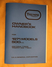 Triumph T100R DAYTONA T100C TROPHY UK SPEC Owners Handbook 1971 - TH38UK/A5