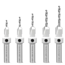 Carbide Tipped Pro Countersink Drill Bit Set #4, 6, 8, 10, 12, 5-Piece Drill Bit