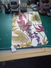 cotton linen blend fabric.. Beige multicoloured. Florals..39x54cms