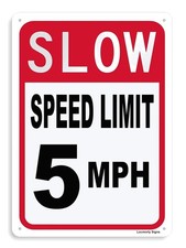 Aluminum Slow Down Speed Limit 5 MPH Sign, 8x12 Inch, Street Signs for Outdoo...